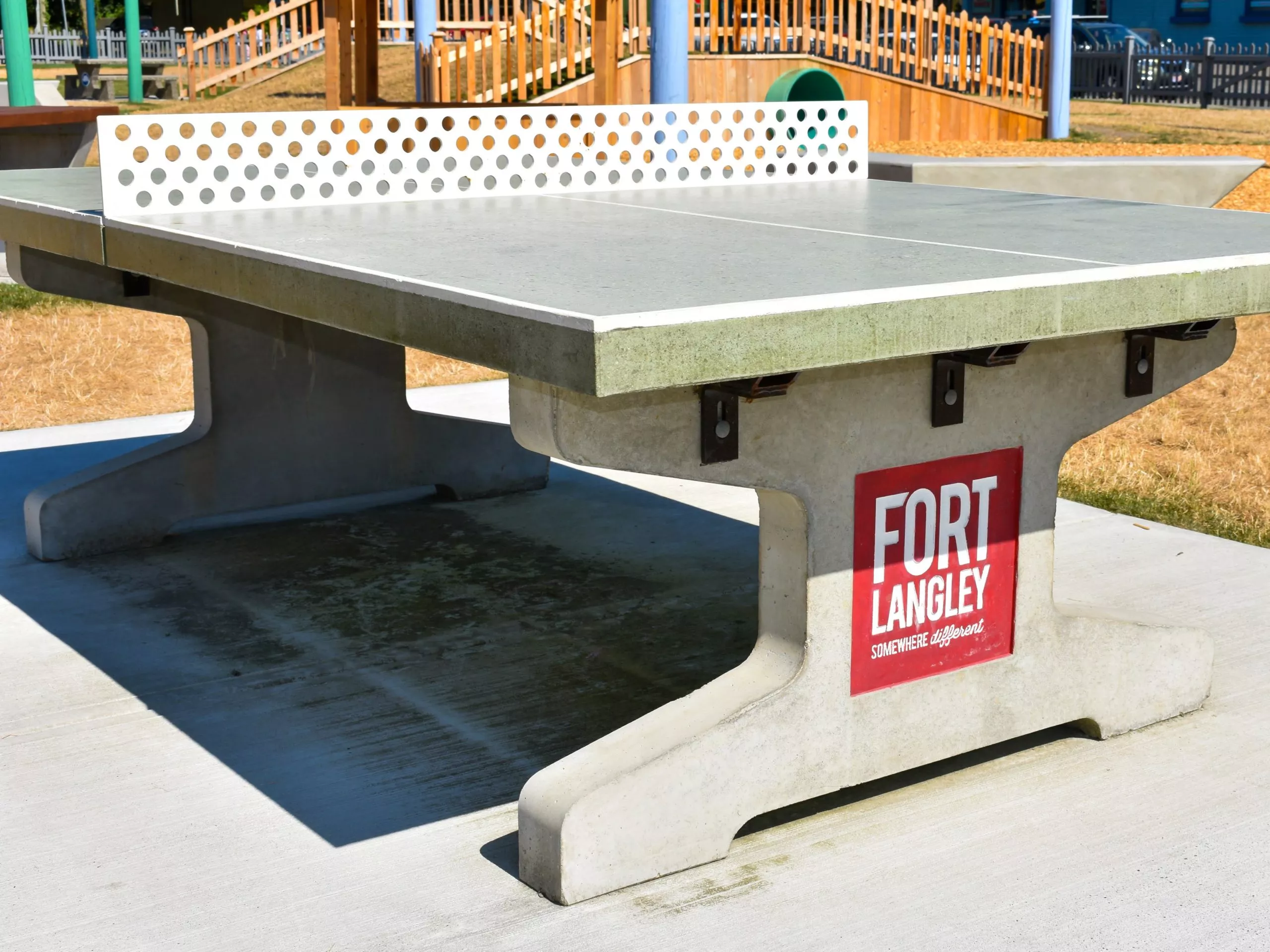 Concrete ping pong table in public space