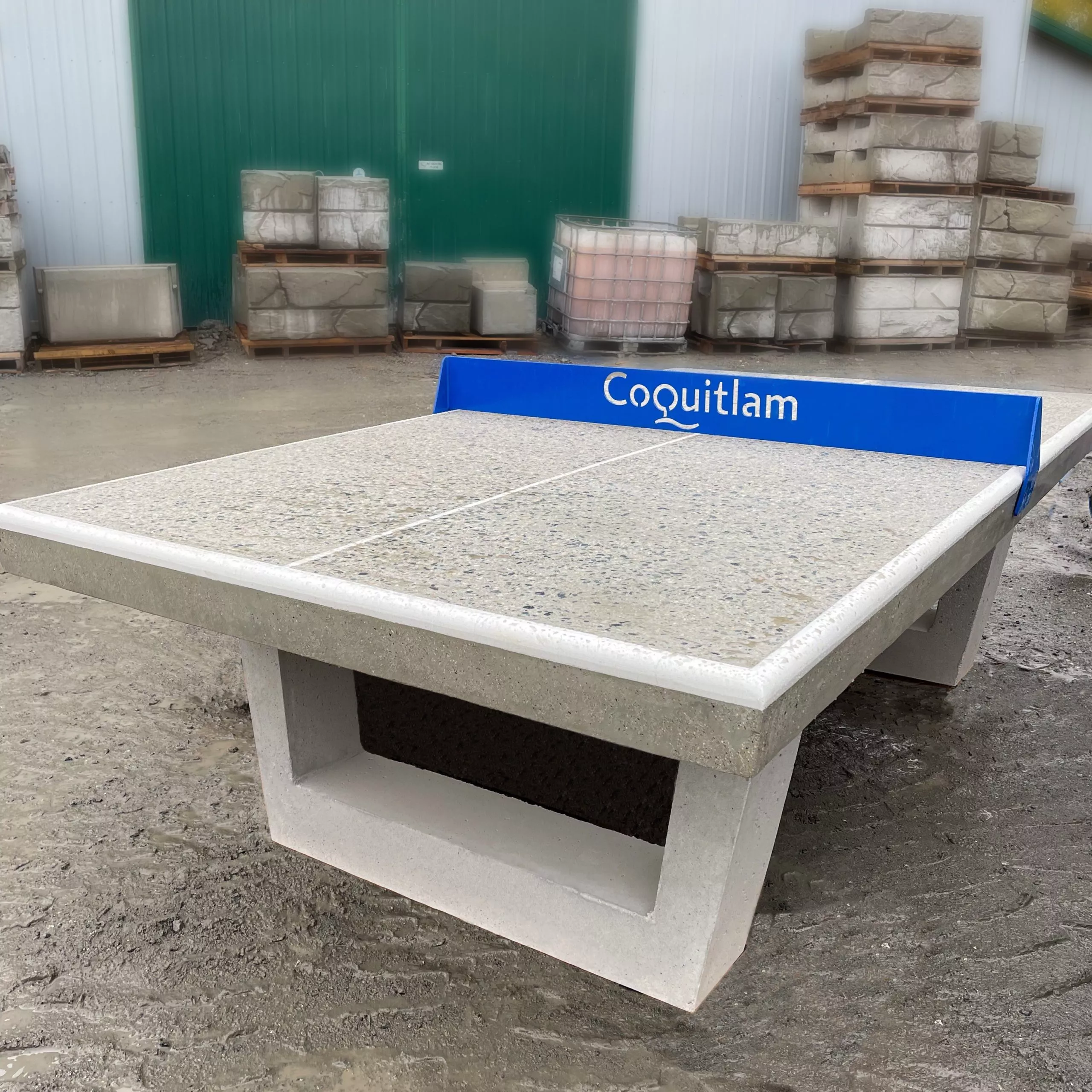 Permanent outdoor concrete table tennis installation