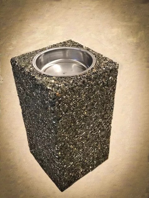 Sunrise Square precast concrete exposed aggregate ashtray