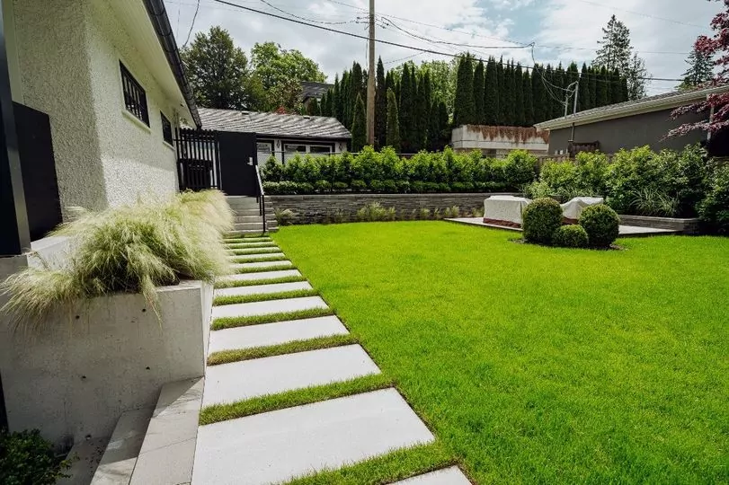 Architectural precast concrete pavers in an outdoor setting