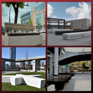Langley concrete benches and urban seating for public spaces