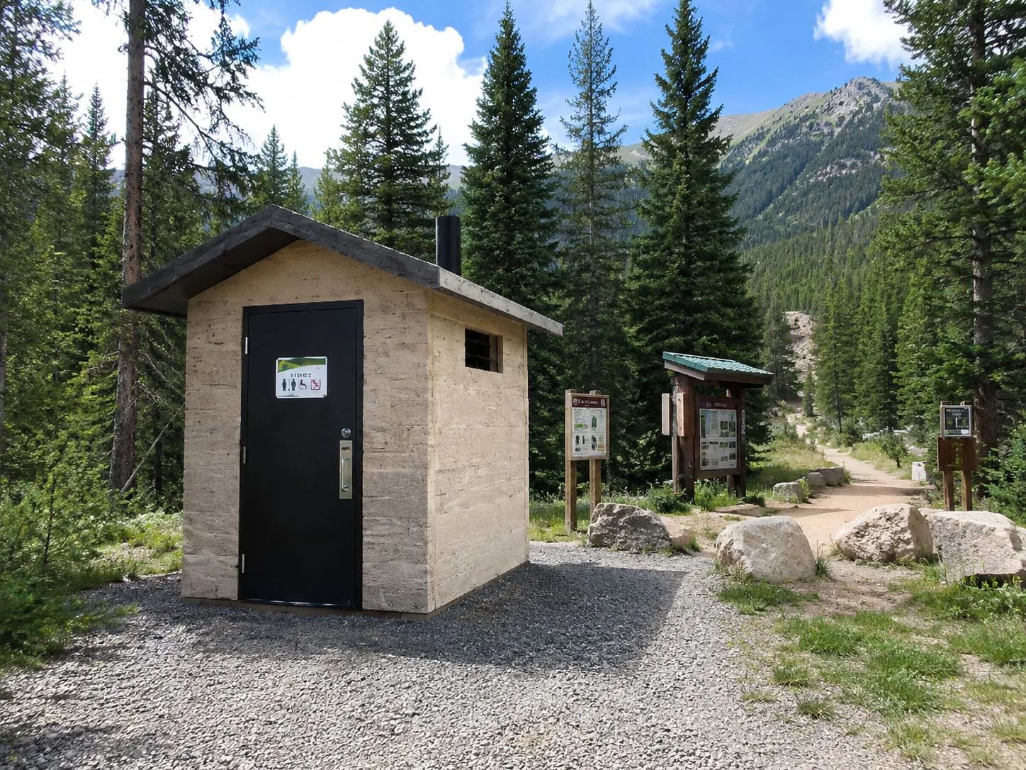 Concrete pit toilet for trails trailheads and recreation areas