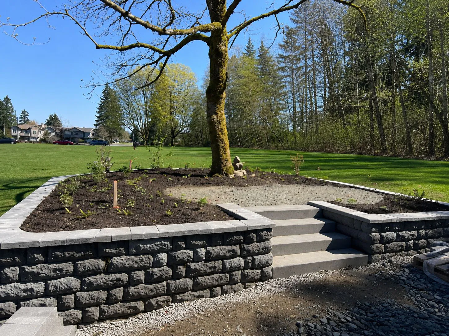 Precast concrete landscape stair installation detail