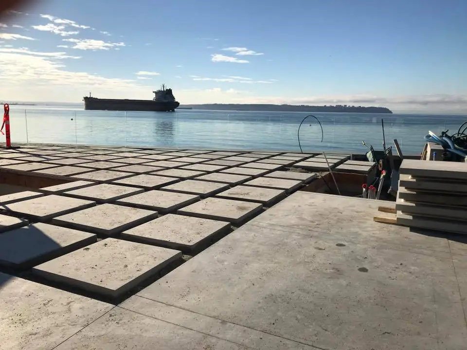 Concrete pavers installed for a commercial pedestrian project