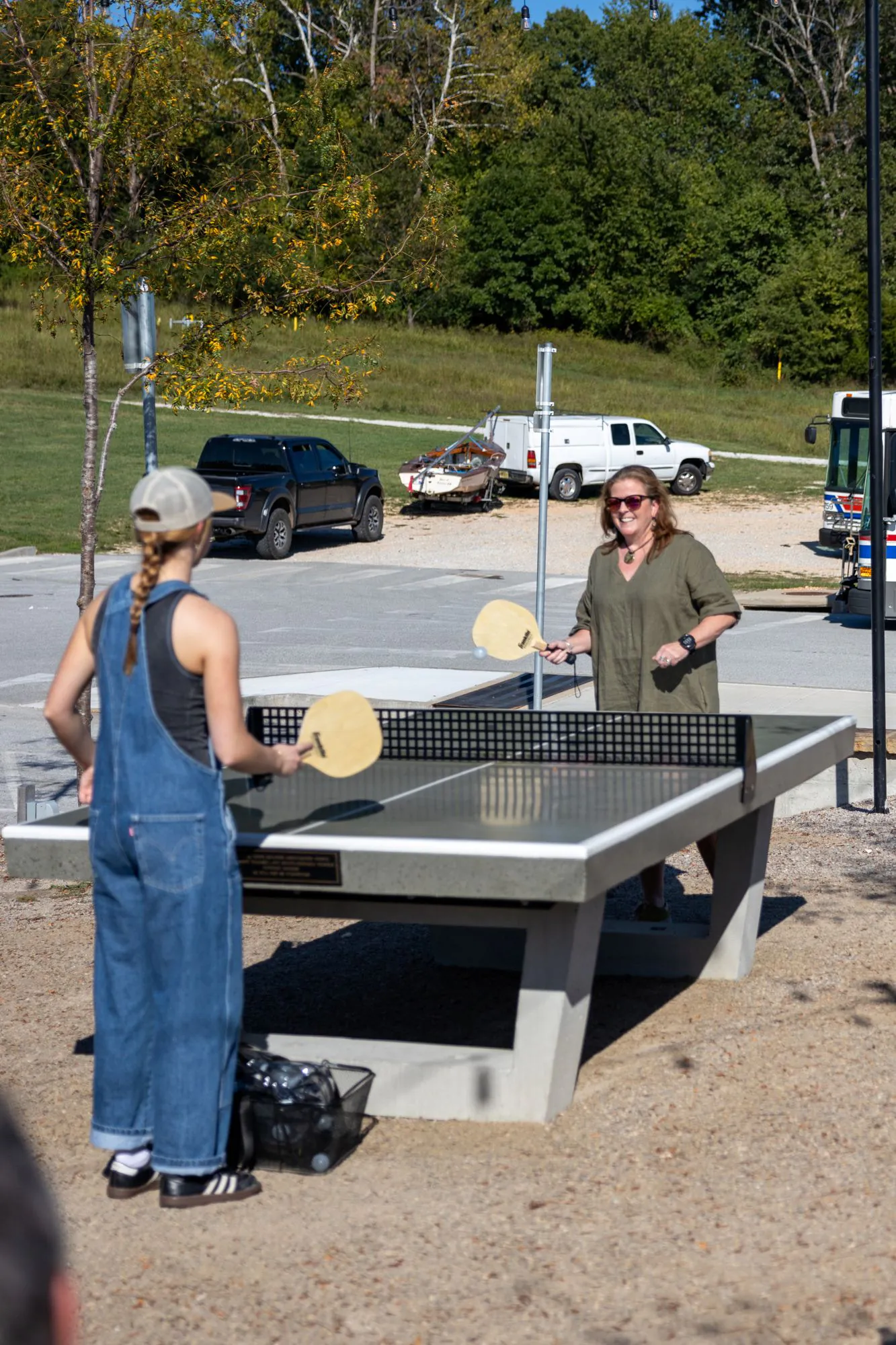 Precast concrete ping pong table installation in Arkansas