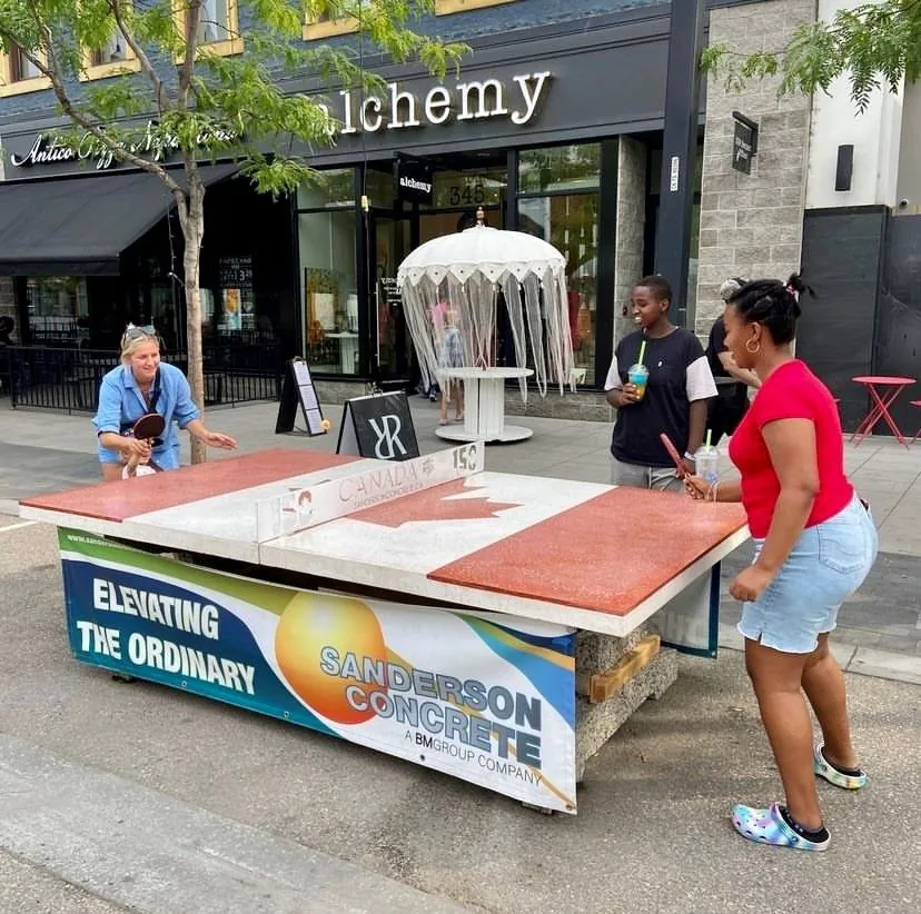 Outdoor concrete ping pong tables by Sanderson Concrete