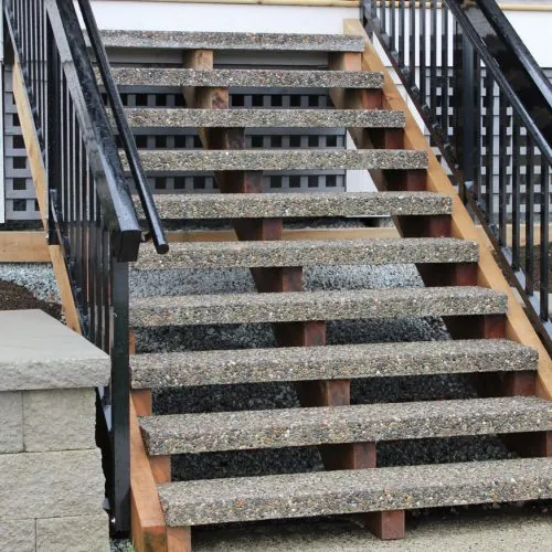 precast concrete stair case with exposed aggregate steps