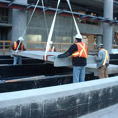 Installation of precast large concrete paver slabs in Vancouver, BC.